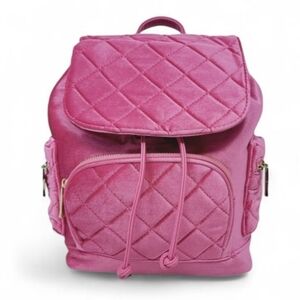 Fuschia Pink Quilted Bucket Backpack Purse